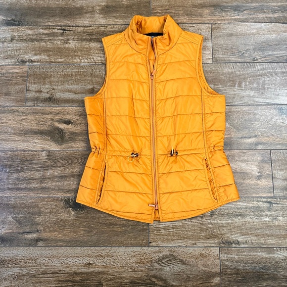 Lafayette 148 Orange Zippered Puffer Vest Small - Picture 2 of 9